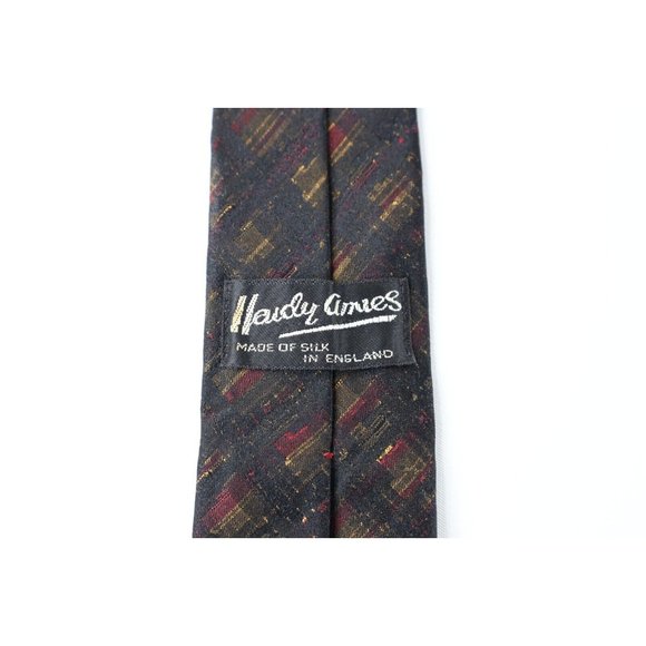Vintage 60s Burberry Hardy Amies Rainbow Cross Hatch Skinny Silk Neck Dress Tie - Picture 6 of 7